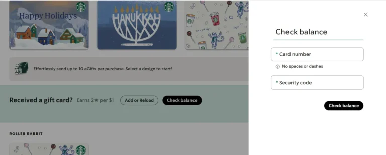 Check Balance on the Starbucks Website
